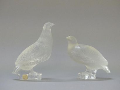 LALIQUE France: 
Perdrix couchée et perdrix...