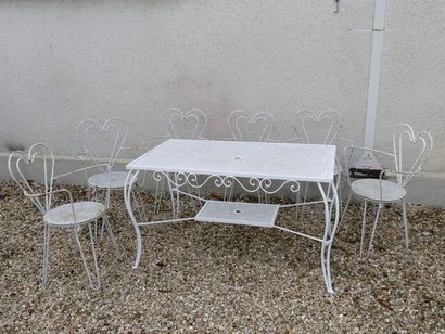 Salon en fer courbé, tôle perforée, laqué...