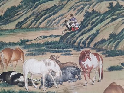 Grande soierie asiatique encadrée
Les chevaux
53...