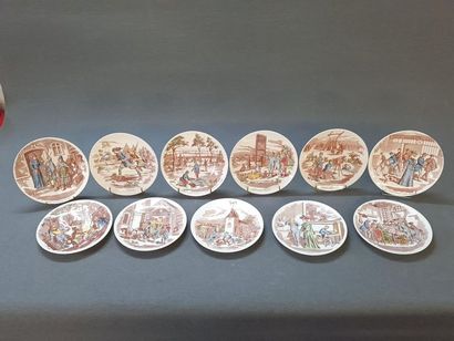 SARREGUEMINES: Suite de onze assiettes en...
