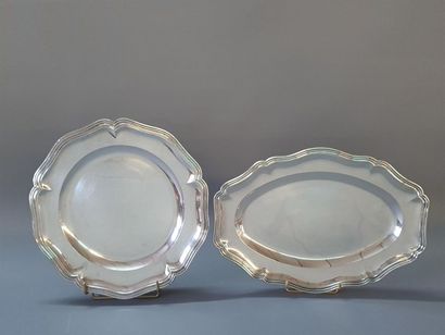 Plat rond et plat ovale en argent 925°/00,...
