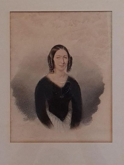 G. ROBERTI (XIX°)
Paire de portraits: Couple.
Dessin...