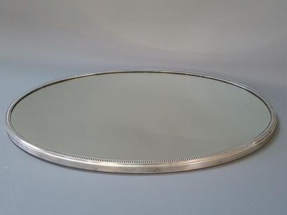 Surtout de table ovale, plateau miroir, cerclé...