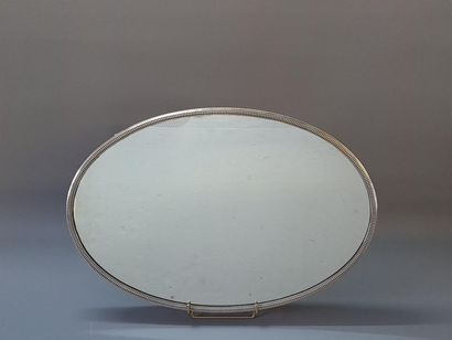 Surtout de table ovale, plateau miroir, cerclé...