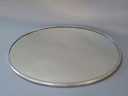 Surtout de table ovale, plateau miroir, cerclé...