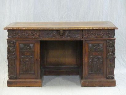 Middle desk with richly carved neo-Renaissance...