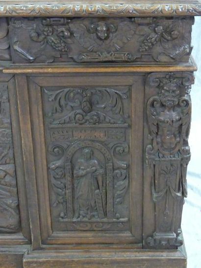 Middle desk with richly carved neo-Renaissance...