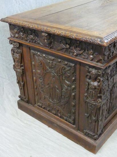 Middle desk with richly carved neo-Renaissance...
