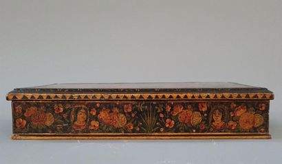 Wooden box and boiled cardboard painted with...