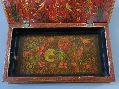 Wooden box and boiled cardboard painted with...
