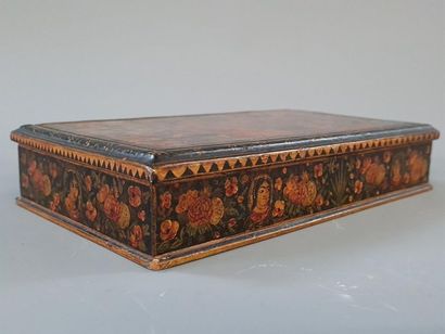 Wooden box and boiled cardboard painted with...