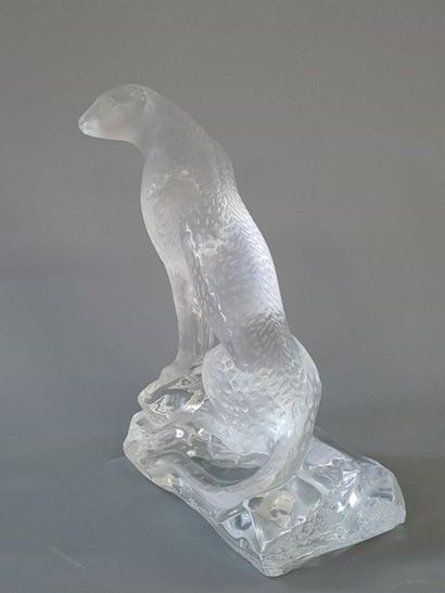 LALIQUE FRANCE:
Guépard.
Sculpture en cristal...