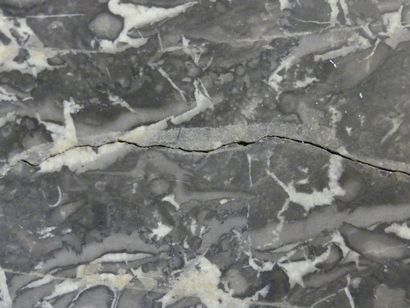 Corner in mahogany veneer, St Anne grey marble...