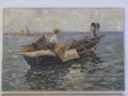 Ecole moderne début XX°
Homme sur une barque./...
