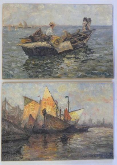 Ecole moderne début XX°
Homme sur une barque./...