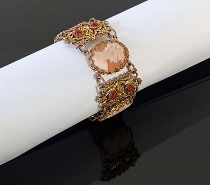 Cuff bracelet, fancy, in pomponne and cameo...