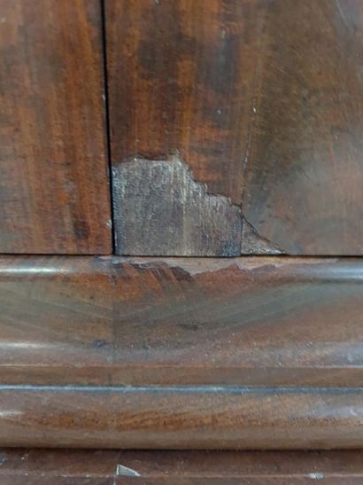 Upright mahogany secretary, the flap revealing...