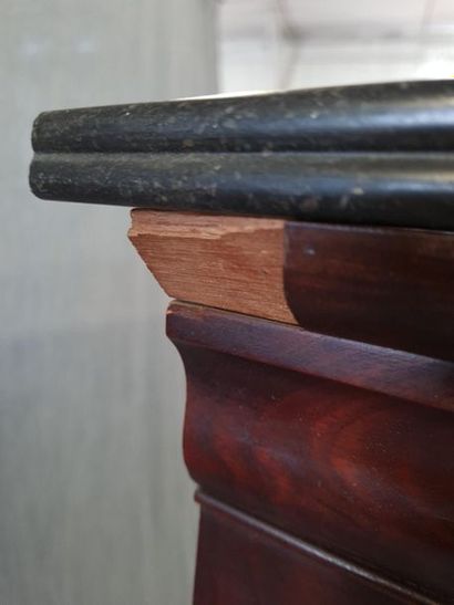 Upright mahogany secretary, the flap revealing...