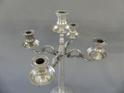 Pair of large silver metal candelabra with...