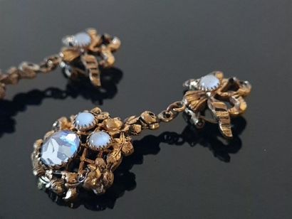 Pair of fancy ear clips with opalines and...