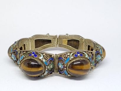 Silver filigree cuff bracelet, 800°/00, four...