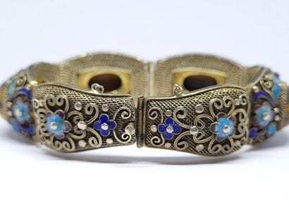 Silver filigree cuff bracelet, 800°/00, four...