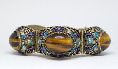 Silver filigree cuff bracelet, 800°/00, four...