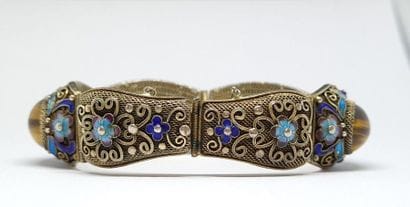 Silver filigree cuff bracelet, 800°/00, four...