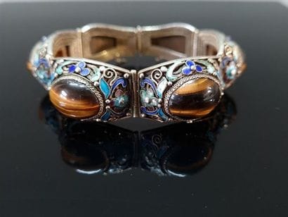 Silver filigree cuff bracelet, 800°/00, four...