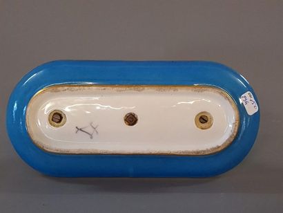 Encrier en porcelaine turquoise à décor de...