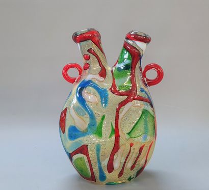 Large vases with two necks made of Murano...