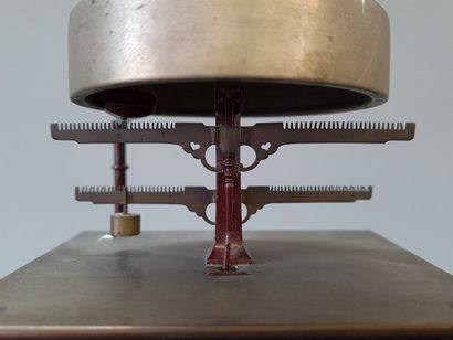 Rare small Japanese lantern clock, in patinated...