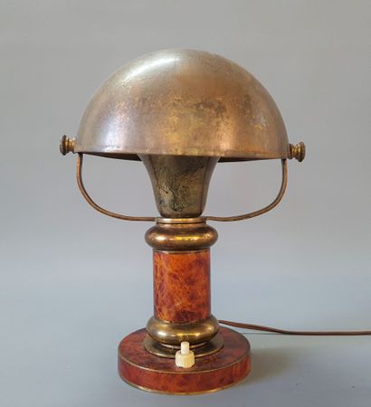 Small hemispherical lampshade lamp in patinated...