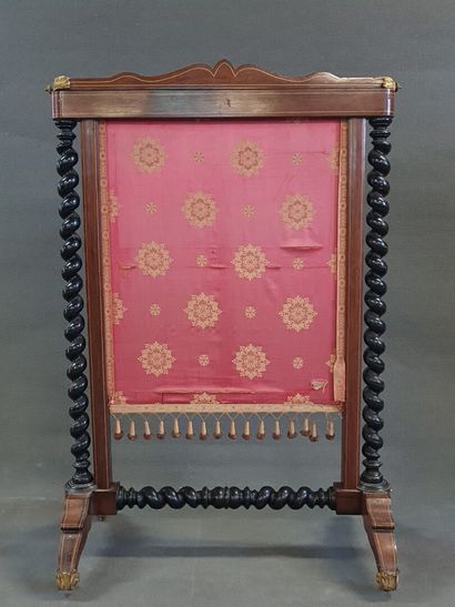 Napoleon III mahogany mantel screen and blackened...
