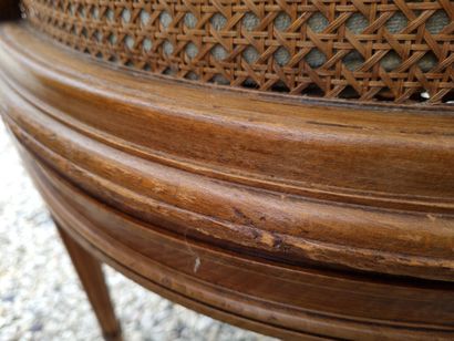 Suite of four armchairs and two cane chairs.

Louis...