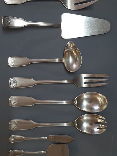 Large silver plated metal housewife shell...