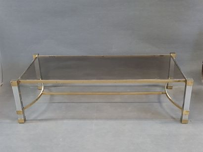 Table basse laiton et métal argenté 1970

36...