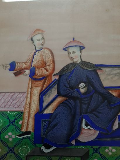 Suite of three gouaches on rice paper.

China...