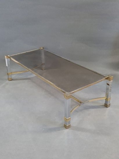 Table basse laiton et métal argenté 1970

36...