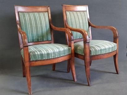 Paire de fauteuils, accotoirs en trompe.

Epoque...