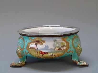 Saleron in enamelled copper, inside glass....