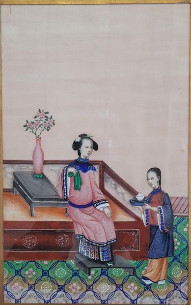 Suite of three gouaches on rice paper.

China...