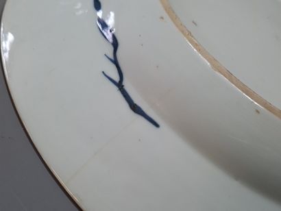 Plat en porcelaine de Chine bleu blanc 

XVIII°...