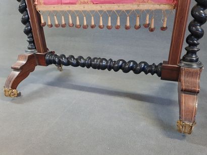 Napoleon III mahogany mantel screen and blackened...