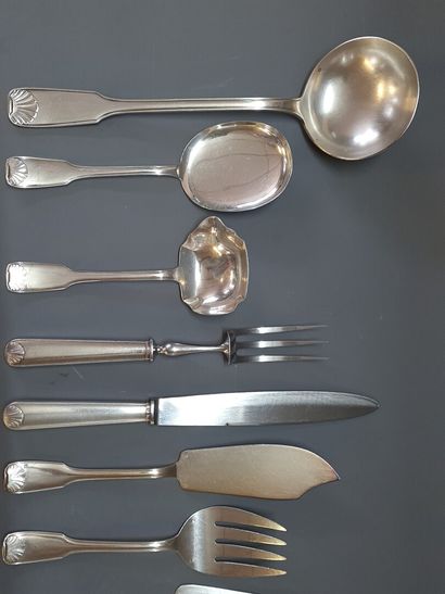 Large silver plated metal housewife shell...
