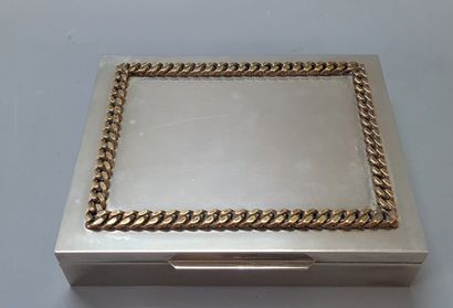 Silver plated metal box, underlined by a...