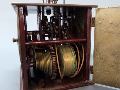 Rare small Japanese lantern clock, in patinated...