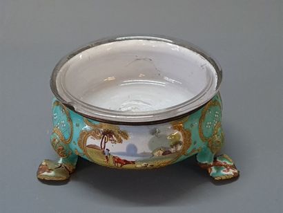 Saleron in enamelled copper, inside glass....