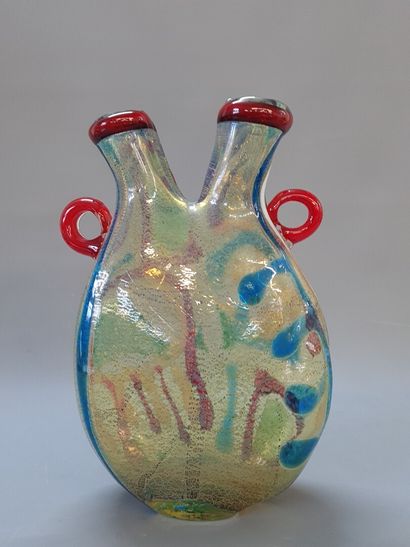 Large vases with two necks made of Murano...