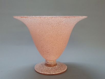 Vase with flared neck on pink speckled glass...